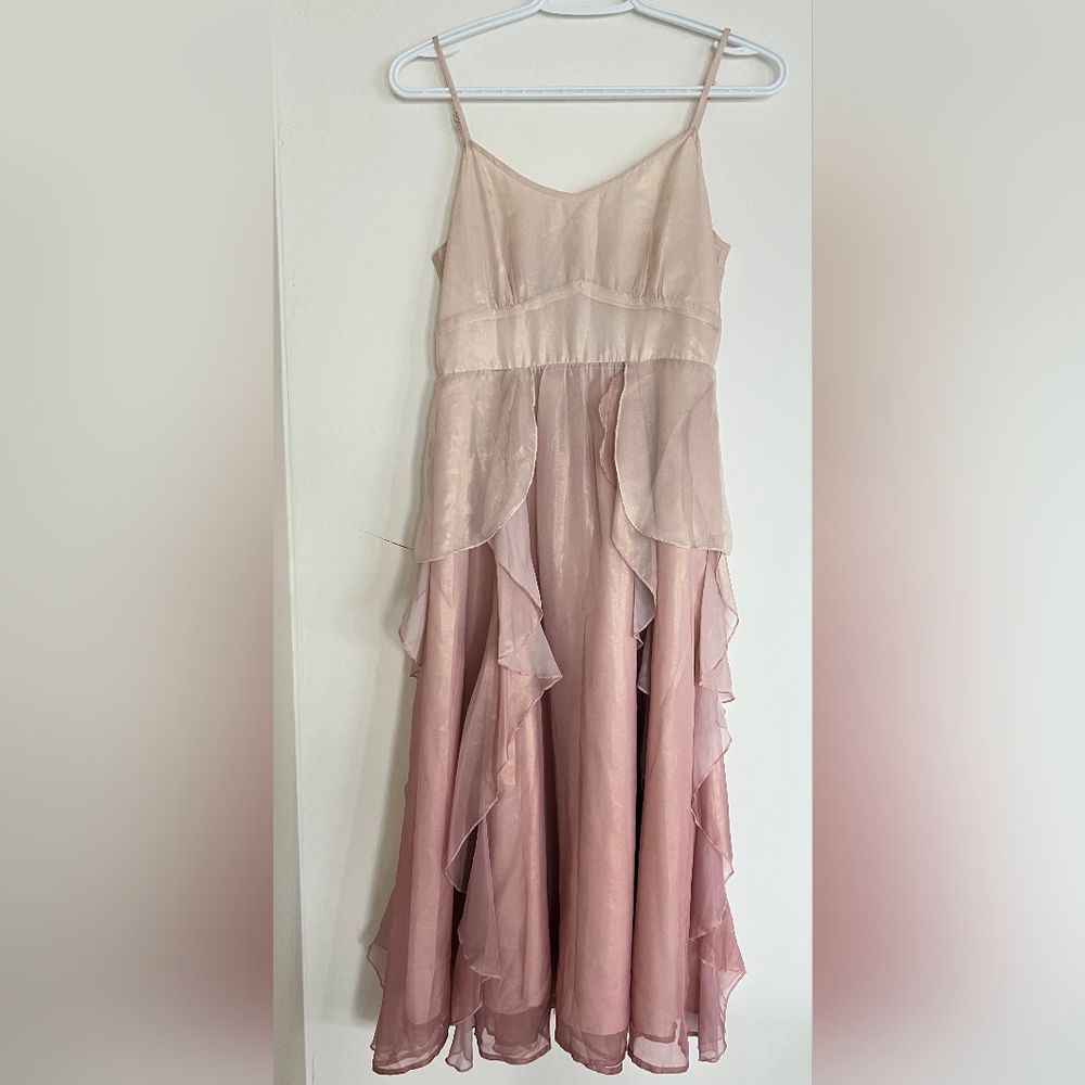 Beautiful Pink Ruffle & Shine Layered Dress